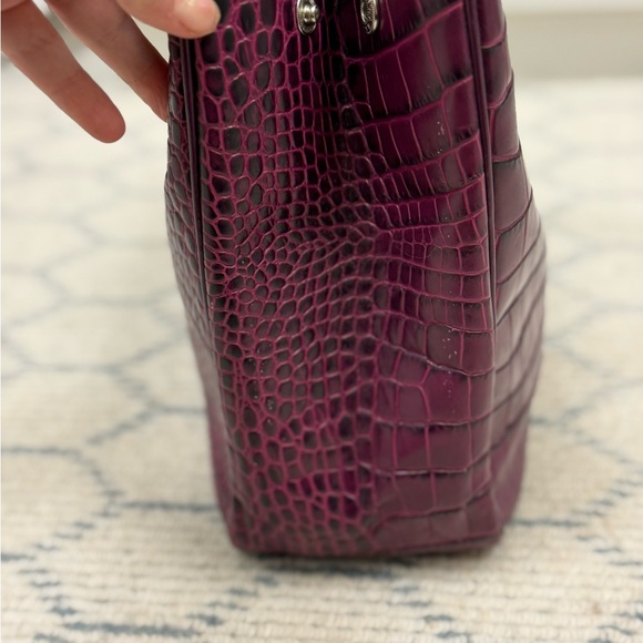LONGCHAMP Chic Elegant Coquette Roseau Croc-Embossed Purple Leather Tote Bag - Picture 16 of 16
